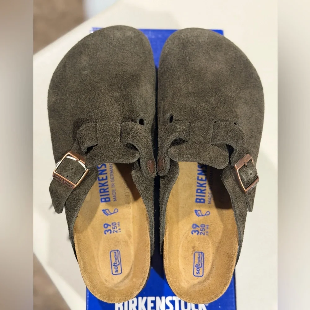 Birkenstock Boston Soft Footbed Suede Mocha - Picture 1 of 4